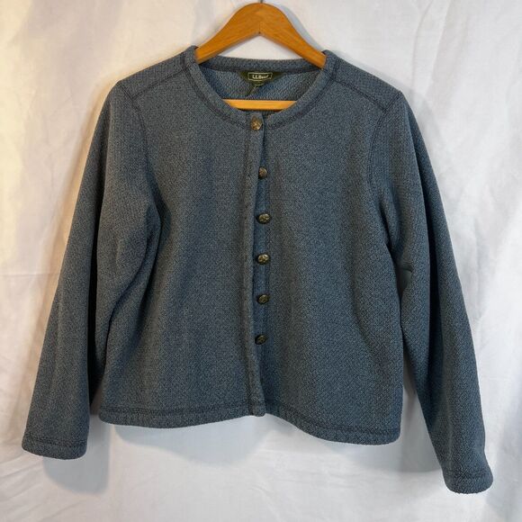 LL Bean Button Front Cropped Layering Knit Cardigan Casual Conservative Size SM - Picture 7 of 8